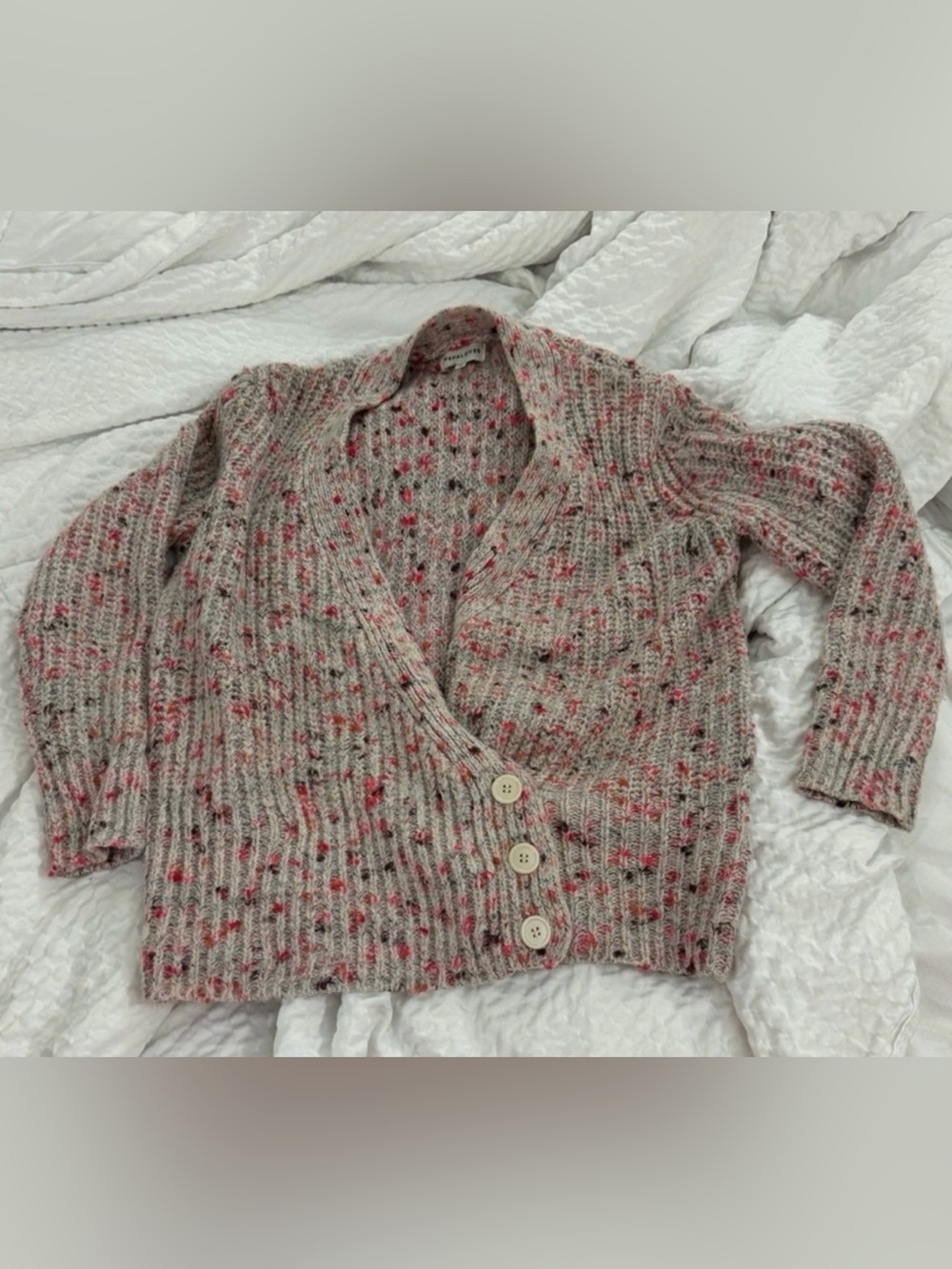 Pepaloves Confetti Fleck Chunky Cardigan Sweater Size Small